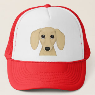 Cream Smooth Coated Dachshund   Cute Wiener Dog Trucker Hat