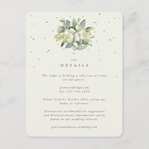 Cream Snowberry+Eucalyptus Bouquet Wedding Details Enclosure Card