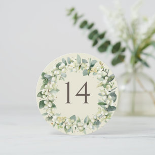Cream Snowberry+Eucalyptus Christmas Table Number