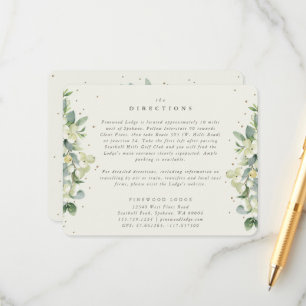 Cream Snowberry+Eucalyptus Edged Directions Enclosure Card