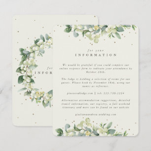 Cream Snowberry+Eucalyptus Edged Wedding Details Enclosure Card