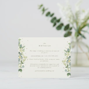 Cream Snowberry+Eucalyptus Edged Wedding Details Enclosure Card