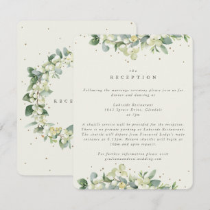 Cream Snowberry+Eucalyptus Edged Wedding Reception Enclosure Card