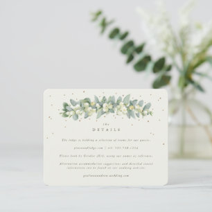 Cream Snowberry+Eucalyptus Garland Wedding Details Enclosure Card