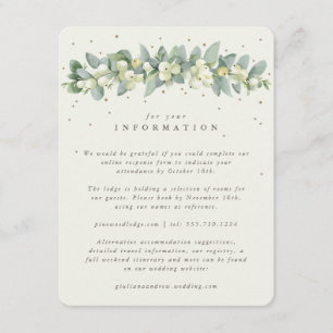 Cream Snowberry+Eucalyptus Garland Wedding Info Enclosure Card