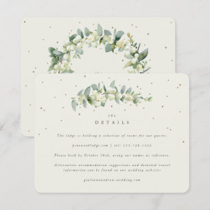 Cream Snowberry+Eucalyptus Stem Wedding Details Enclosure Card