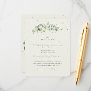 Cream Snowberry+Eucalyptus Stem Wedding Details Enclosure Card