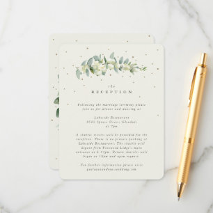 Cream Snowberry+Eucalyptus Stem Wedding Reception Enclosure Card
