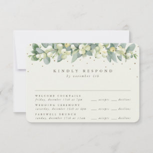 Cream Snowberry+Eucalyptus Wedding Multi-Event RSVP Card