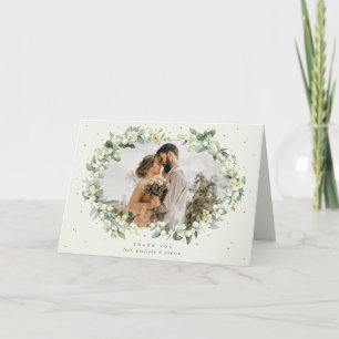 Cream Snowberry+Eucalyptus Wedding Photo Thank You Card