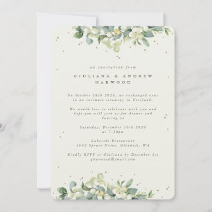 Cream Snowberry+Eucalyptus Wedding Reception Invitation