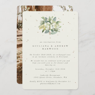 Cream Snowberry+Eucalyptus Wedding Reception Photo Invitation