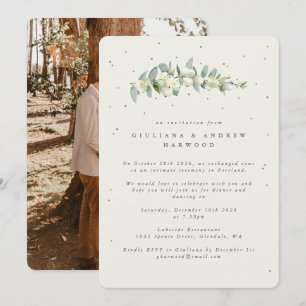 Cream Snowberry+Eucalyptus Wedding Reception Photo Invitation