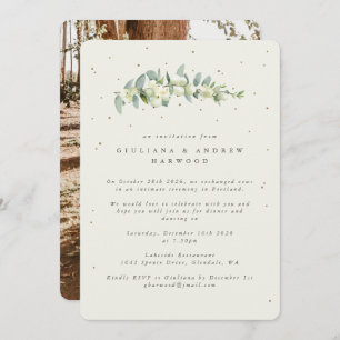 Cream Snowberry+Eucalyptus Wedding Reception Photo Invitation