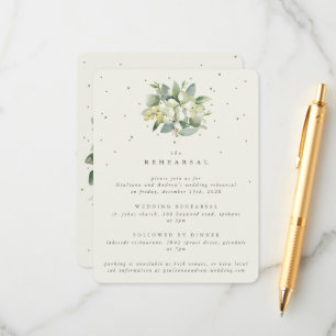 Cream Snowberry+Eucalyptus Wedding Rehearsal Enclosure Card