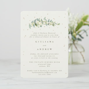 Cream Snowberry+Eucalyptus Wedding Rehearsal Invitation