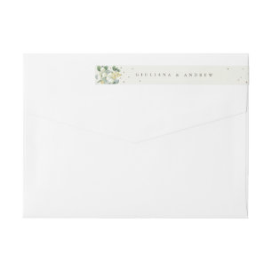 Cream Snowberry+Eucalyptus Wedding Skinny Wrap Around Label