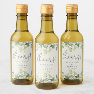 Cream Snowberry+Eucalyptus Winter Wedding Mini Wine Label