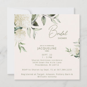 Cream Square White Hydrangeas Bridal Shower