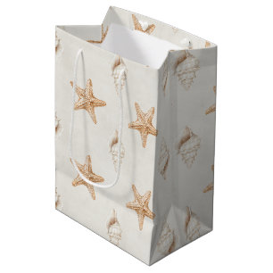 Cream Starfish Shells Beach Wedding Medium Gift Bag