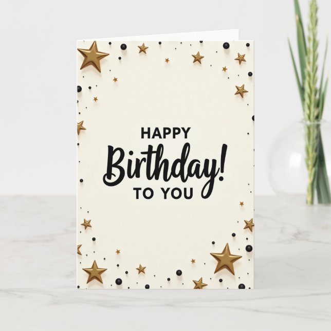 Cream Starry Birthday Card (Front)