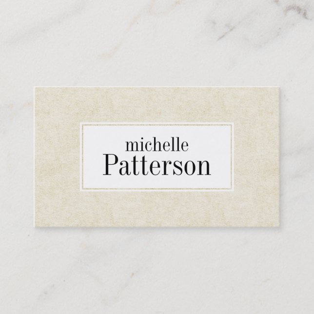 Cream Suede Look Texture Modern Business Card (Front)