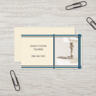 Cream Tailor Sewing Machine Business Card