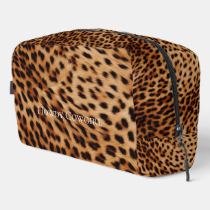 Cream Tan Brown Leopard Print Dopp Kit
