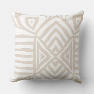 cream tan Tribal Maze Mud Cloth Pattern African Cushion