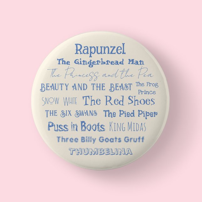 Cream Tell a Fairy Tale Day Badge/ Button (Fairy Tale Day Cream Badge)