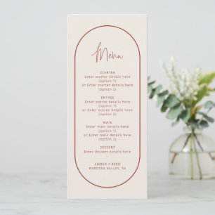 Cream Terracotta Geo Double Arch Wedding Menu Card