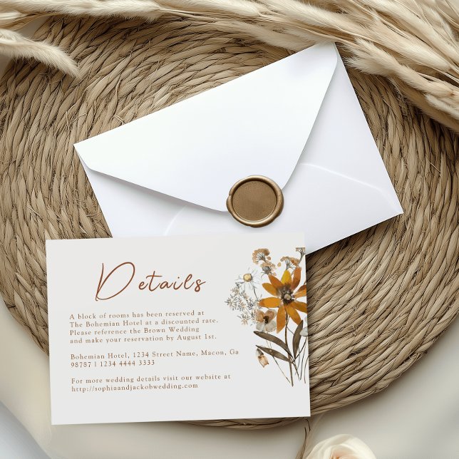 Cream & Terracotta Wildflower Boho Wedding Details Enclosure Card (Creator Uploaded)