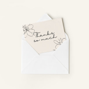Cream "Thanks So Much" Hand-Drawn Wildflower Thank You Card