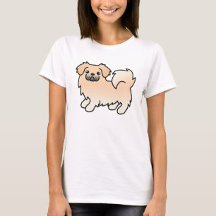 Cream Tibetan Spaniel Cartoon Dog T-Shirt