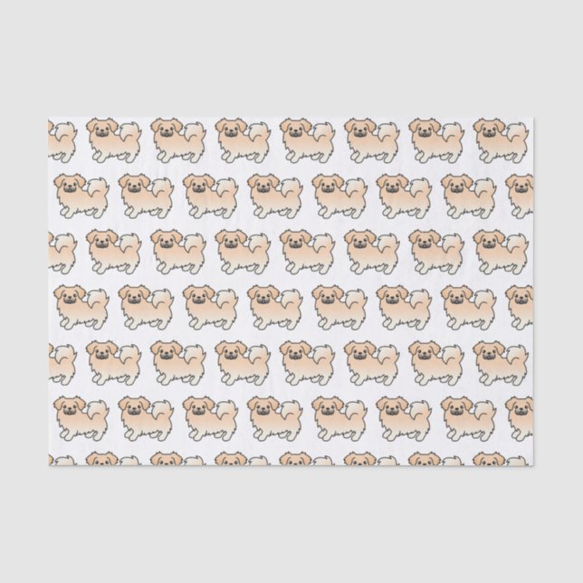 Cream Tibetan Spaniel Cute Cartoon Dog Pattern Tissue Paper (Front)