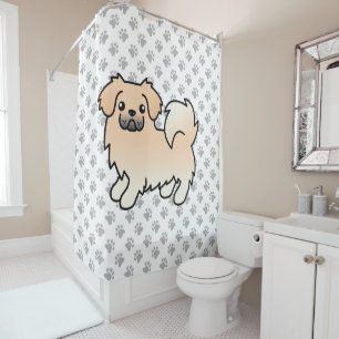 Cream Tibetan Spaniel Cute Cartoon Dog Shower Curtain