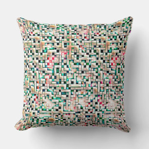 Cream tiles in textured rough style, mosaic square cushion