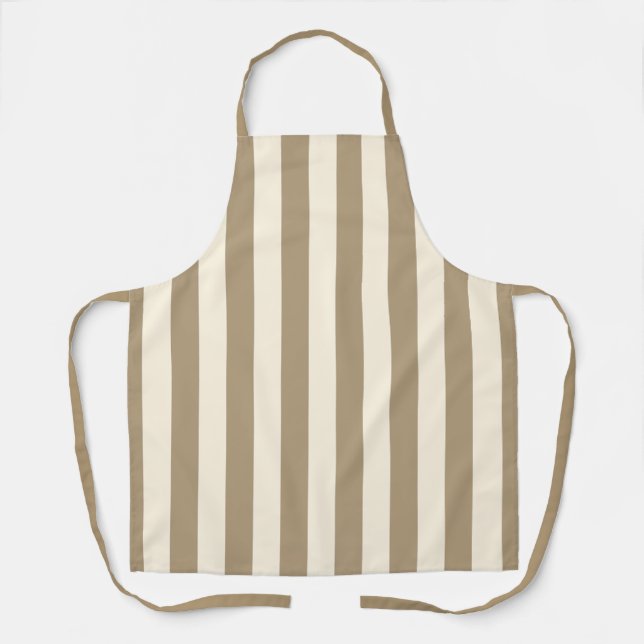 Cream Tofu Khaki Oyster Stripe Apron (Front)