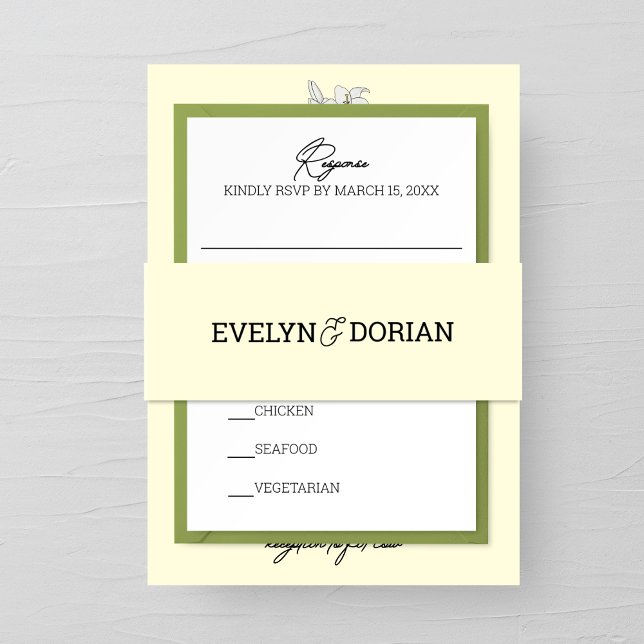 Cream Traditional Wedding Invitation Belly Band (Creator Uploaded)