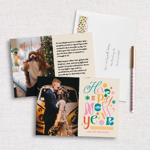 Cream Trendy Font Mix New Year's Photo Card