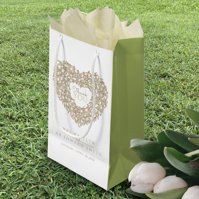 Cream tulip heart art thank you wedding favour small gift bag (Creator Uploaded)