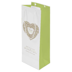 Cream tulip heart art thank you wedding favour wine gift bag