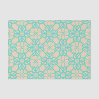 Cream Turquoise Modern Prairie Garden Folk Lattice Tissue Paper