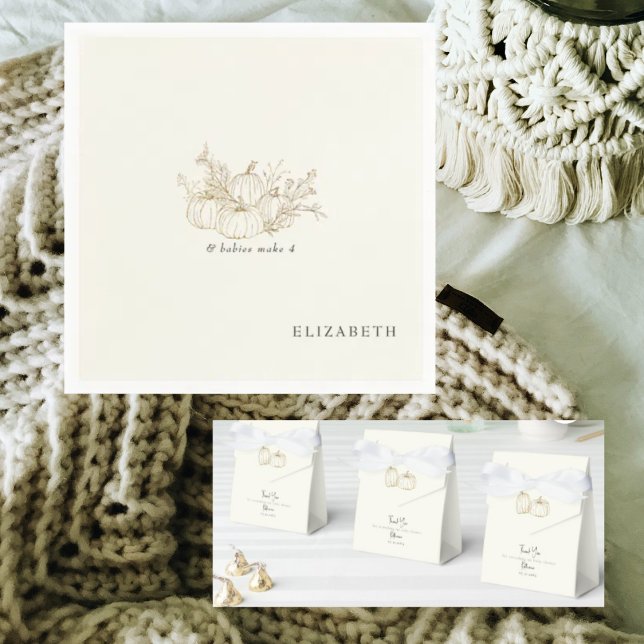 Cream Twins & Babies Make 4 Pumpkins Shower Napkin (Creator Uploaded)