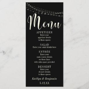 Cream Typography 30 on Black, Light Strings, Menu