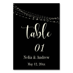 Cream Typography 30 on Black w Lights Table Number