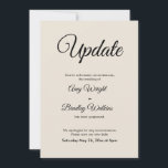Cream Update Postponed Wedding Announcement<br><div class="desc">Here's a simple card to notify your guests if it's become necessary to change your wedding date. Use the template fields to add your personal details and make this elegant, minimalist design your own. The cream background can be changed to any colour you prefer. All fonts and colours are also...</div>