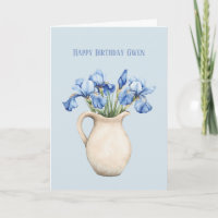 Cream Vase Purple Iris Flowers Birthday