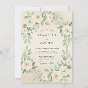 Cream Verdant Blossom Wedding Invitation