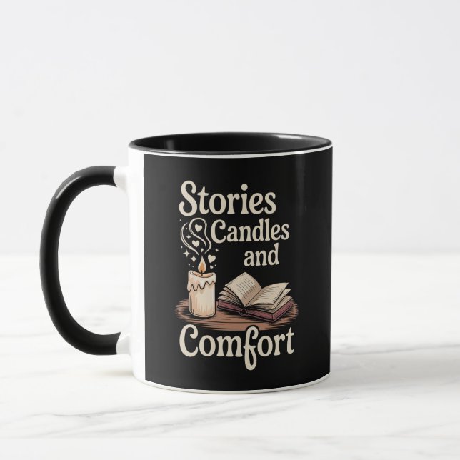 Cream Vintage Book and Candle Mug (Left)